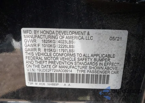 2021 Acura Ilx Premium Package/Technology Package from USA, damaged, VIN 19UDE2F72MA008914